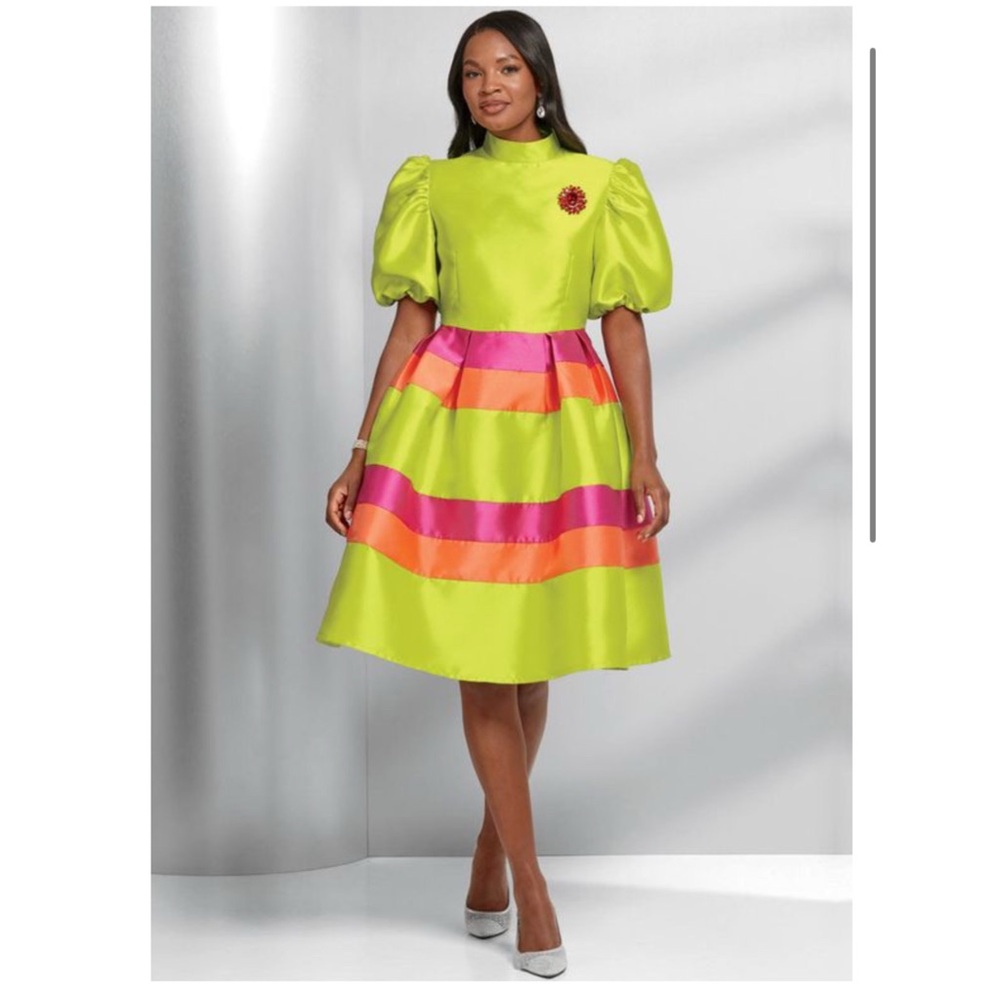 Vibrant Bold 'n' Beautiful Striped Fit-and-Flare Midi Dress by EY Boutique